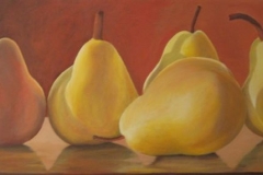 Golden Moments Pears,  Cyril Seme,  Acrylic on Canvas ,  23"x57"