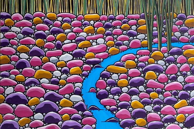 Purple and Pink Rocks,  Enamel/Canvas, 36"x36"